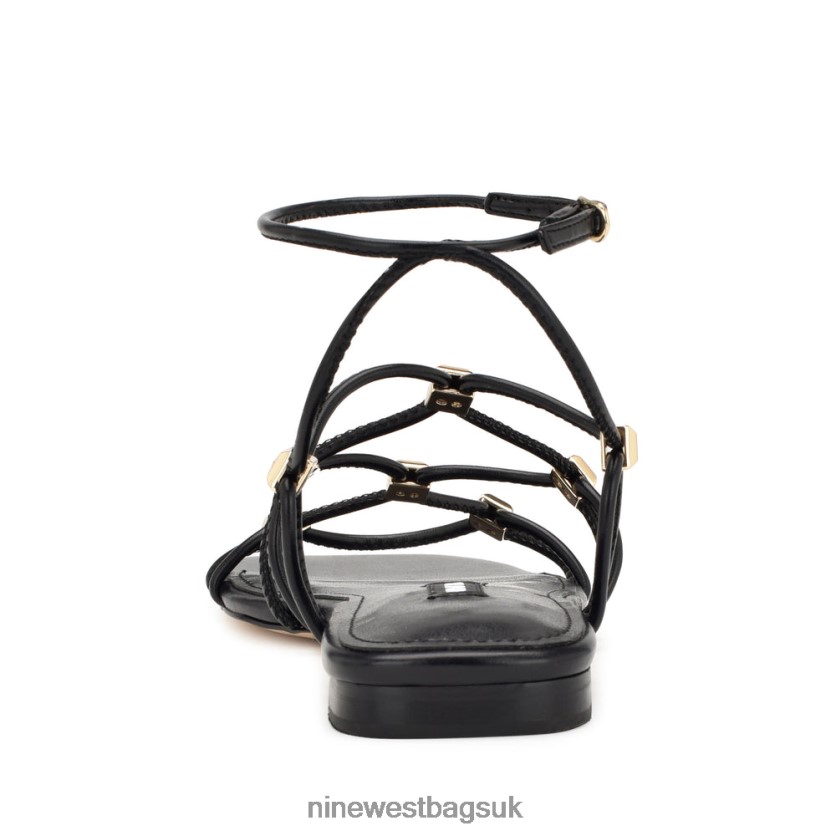 Nine West Majah Strappy Flat Sandals RFX40B18 - Nine West Sandals UK Black