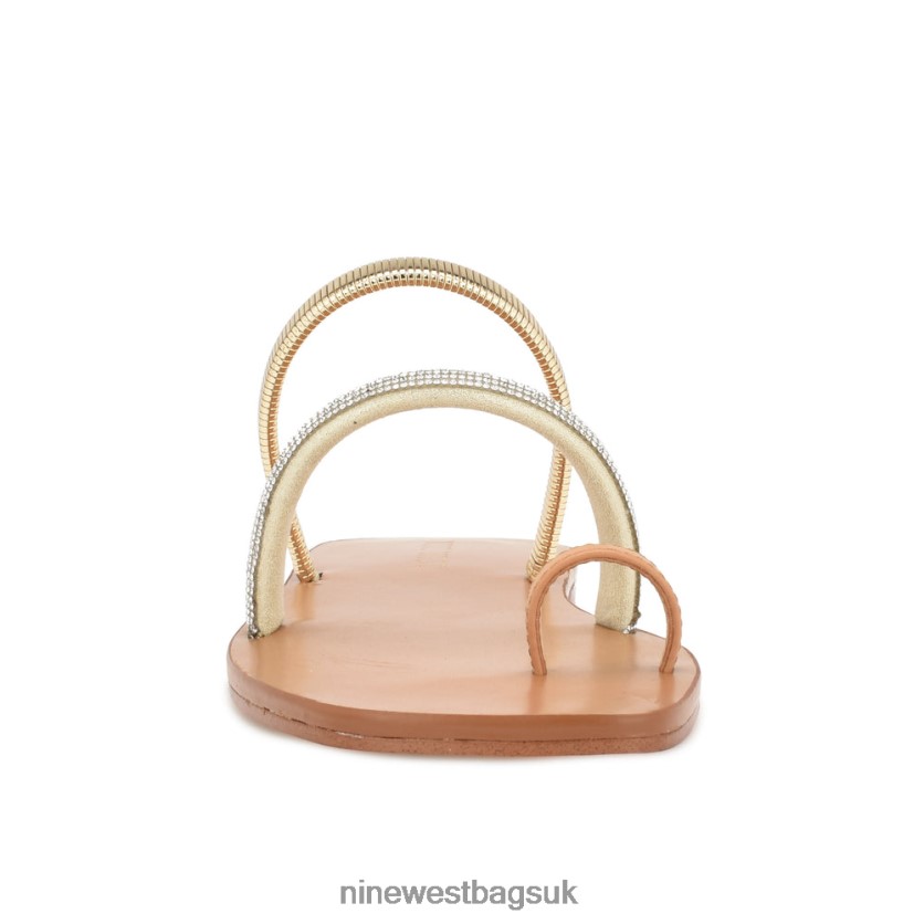 Nine West Mavis Flat Slide Sandals RFX40B3 - Nine West UK Sale Natural Gold Crystal