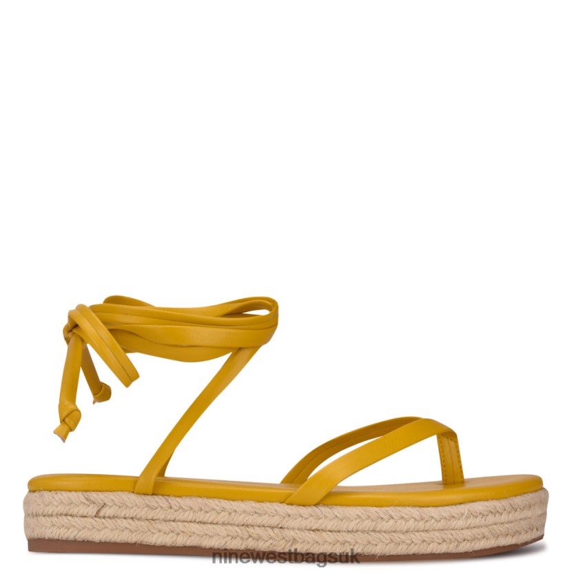 Nine West Monee Ankle Wrap Flat Sandals RFX40B95 - Nine West UK Sale Yellow