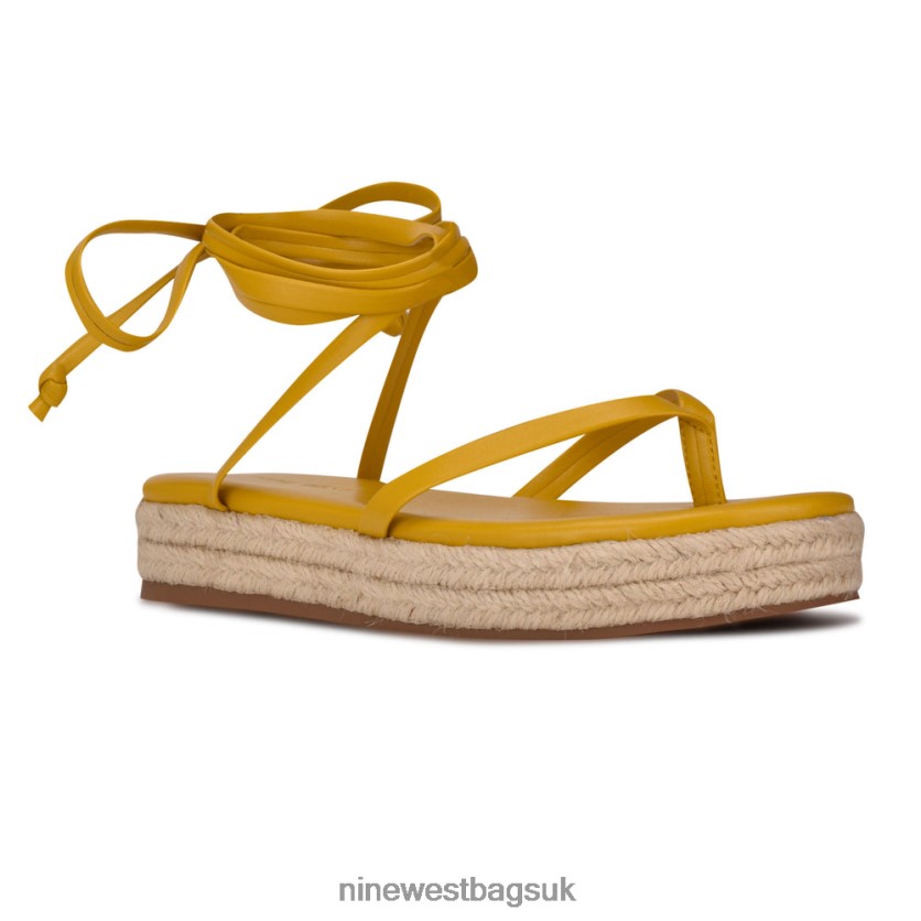 Nine West Monee Ankle Wrap Flat Sandals RFX40B95 - Nine West UK Sale Yellow