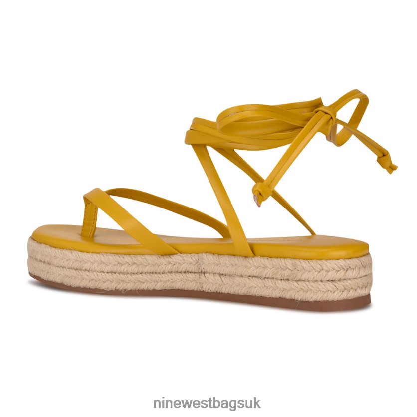 Nine West Monee Ankle Wrap Flat Sandals RFX40B95 - Nine West UK Sale Yellow
