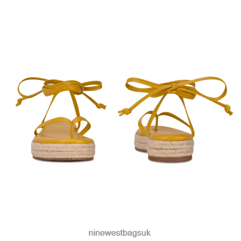 Nine West Monee Ankle Wrap Flat Sandals RFX40B95 - Nine West UK Sale Yellow