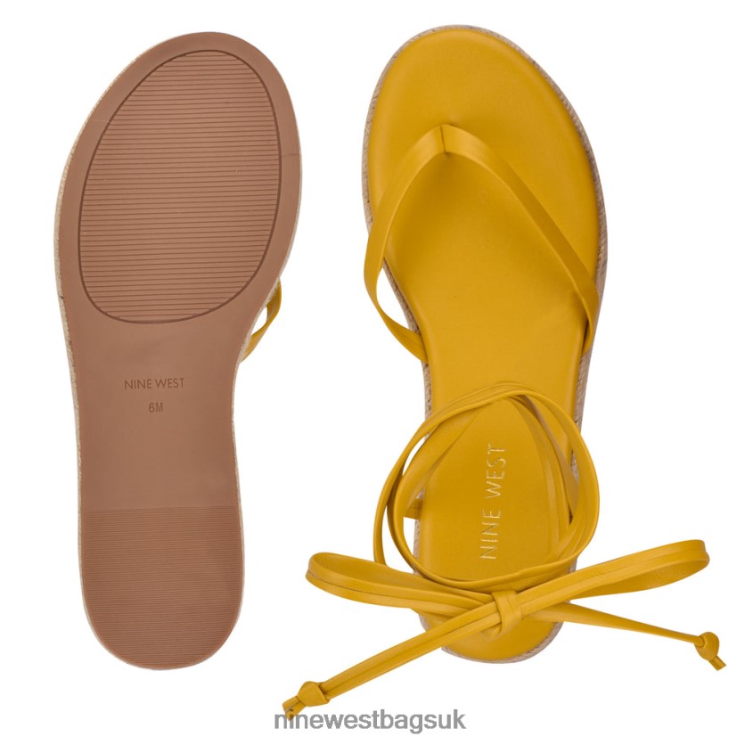 Nine West Monee Ankle Wrap Flat Sandals RFX40B95 - Nine West UK Sale Yellow