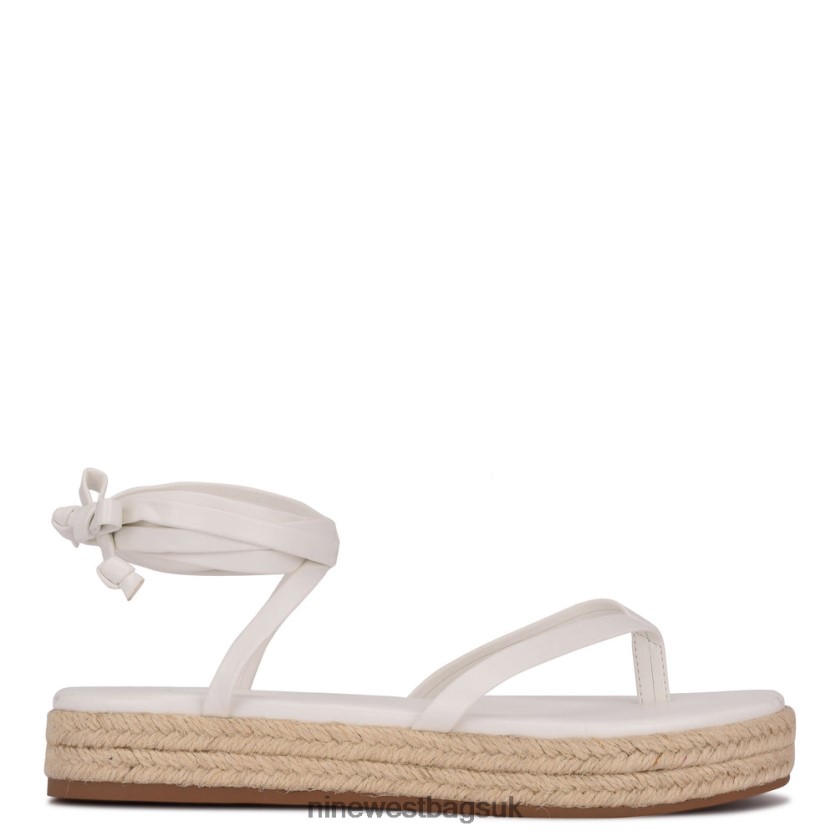 Nine West Monee Ankle Wrap Flat Sandals RFX40B96 - Nine West Bags UK White