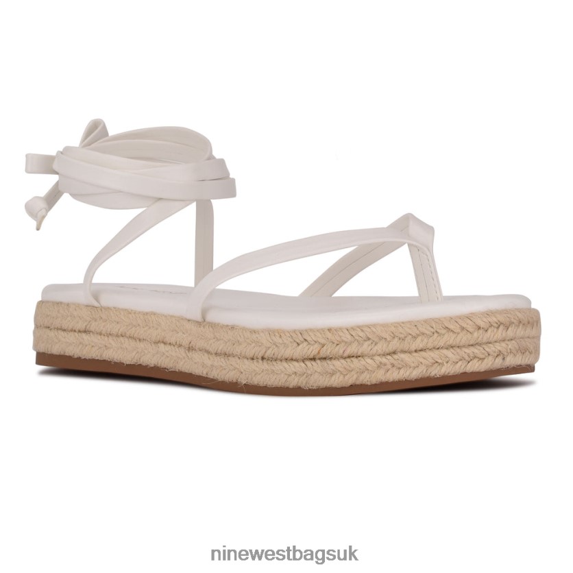Nine West Monee Ankle Wrap Flat Sandals RFX40B96 - Nine West Bags UK White