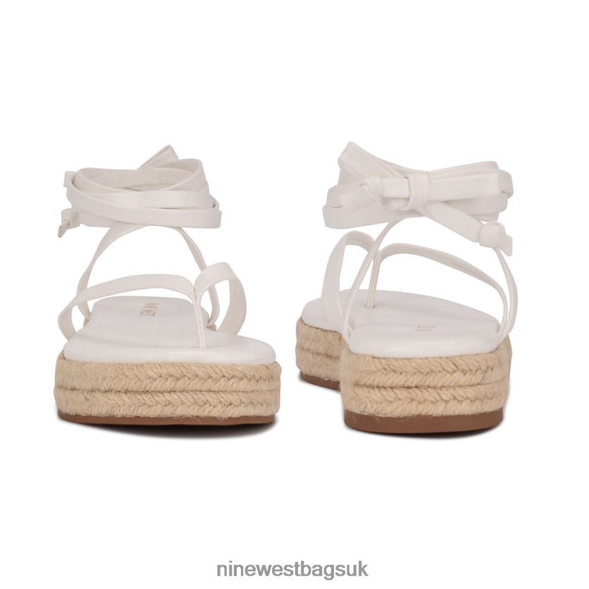 Nine West Monee Ankle Wrap Flat Sandals RFX40B96 - Nine West Bags UK White