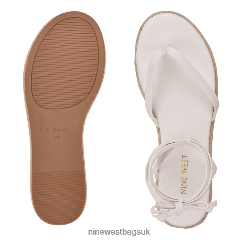 Nine West Monee Ankle Wrap Flat Sandals RFX40B96 - Nine West Bags UK White
