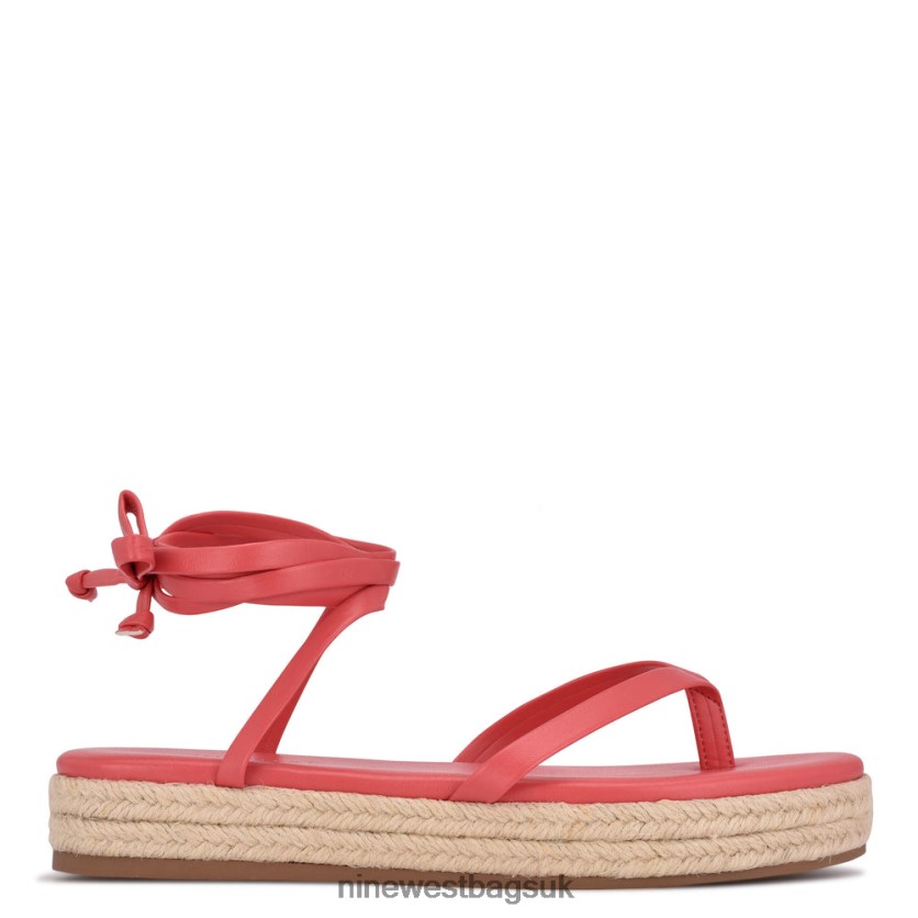 Nine West Monee Ankle Wrap Flat Sandals RFX40B99 - Nine West UK Sale Coral