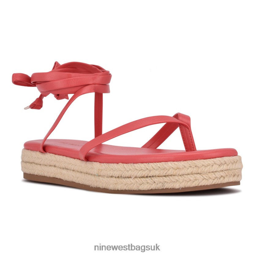Nine West Monee Ankle Wrap Flat Sandals RFX40B99 - Nine West UK Sale Coral