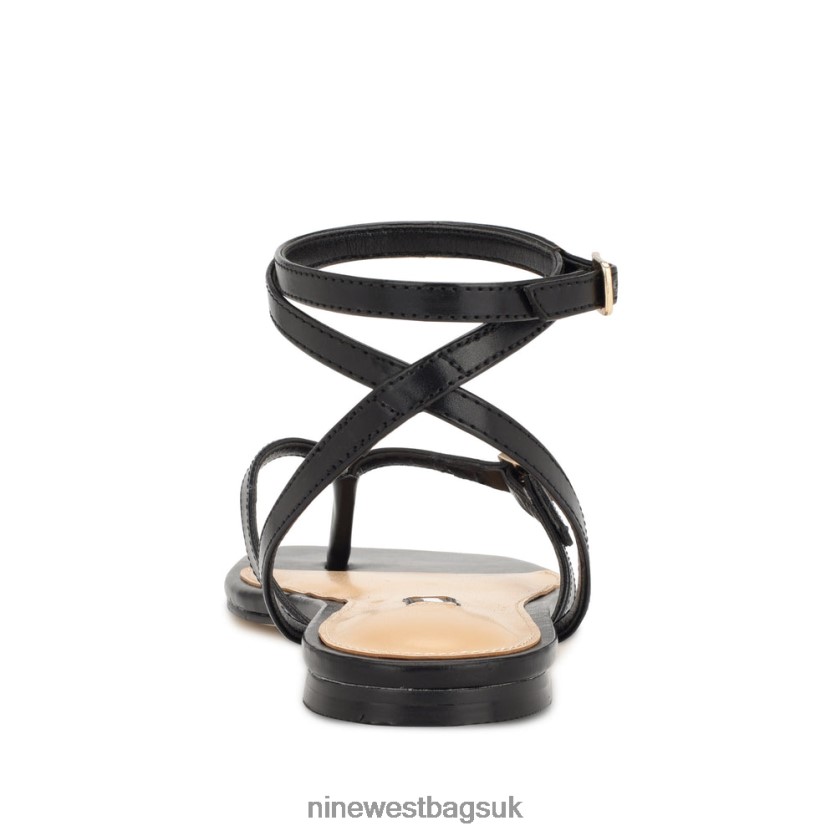 Nine West Nelson Ankle Wrap Flat Sandals RFX40B37 - Nine West UK Black