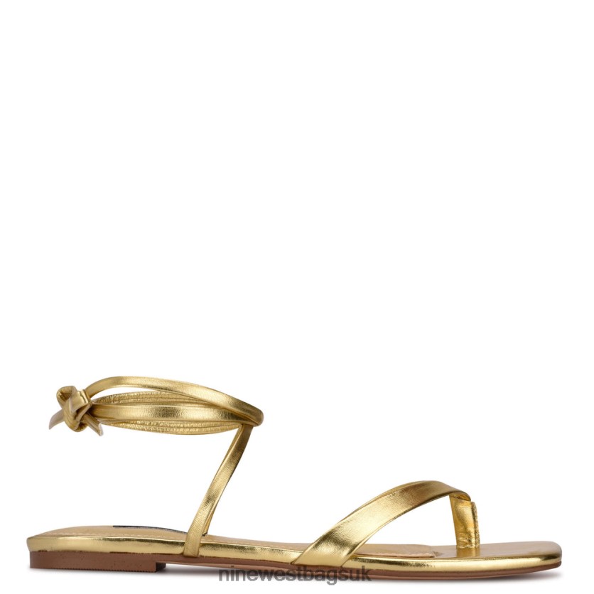 Nine West News Ankle Wrap Flat Sandals RFX40B125 - Nine West UK Gold