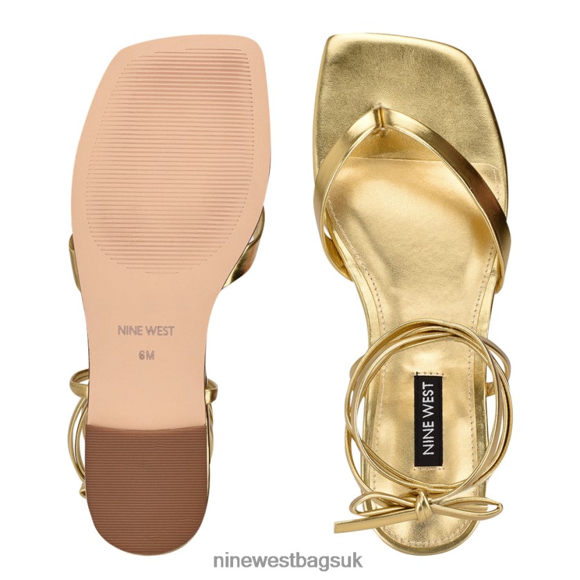 Nine West News Ankle Wrap Flat Sandals RFX40B125 - Nine West UK Gold