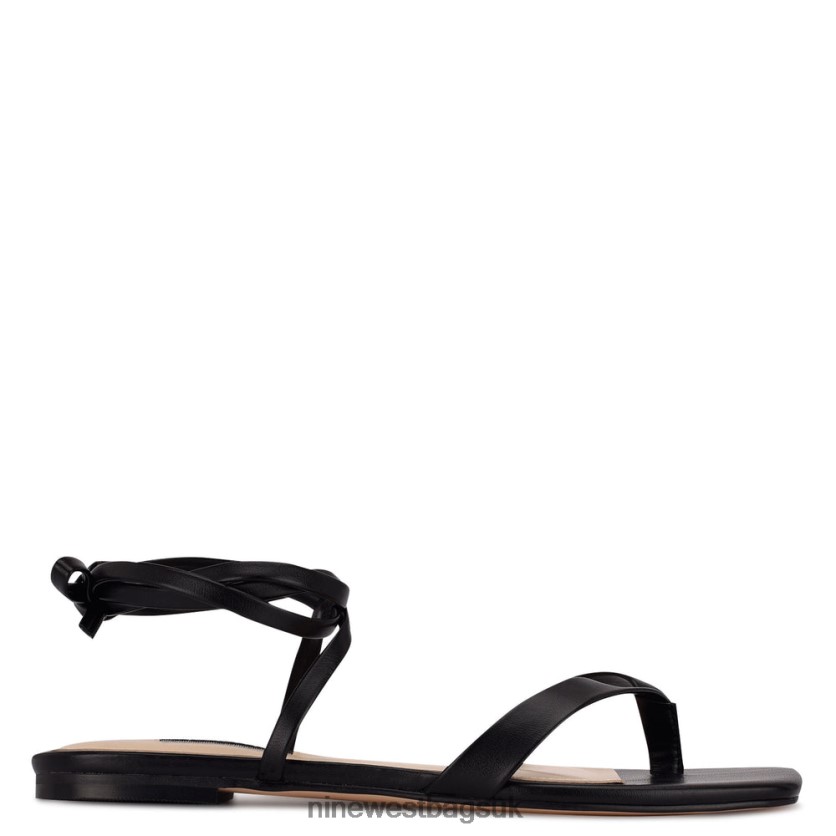 Nine West News Ankle Wrap Flat Sandals RFX40B126 - Nine West Sandals UK Black