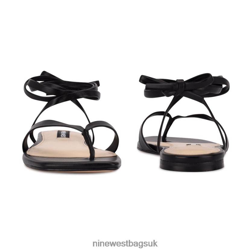 Nine West News Ankle Wrap Flat Sandals RFX40B126 - Nine West Sandals UK Black