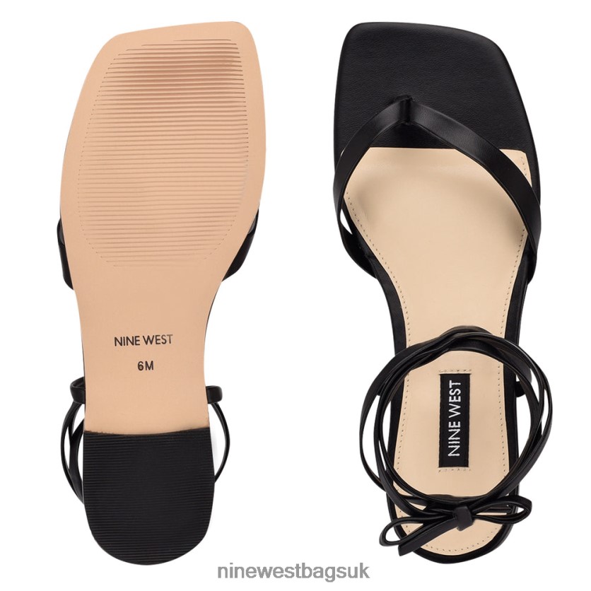 Nine West News Ankle Wrap Flat Sandals RFX40B126 - Nine West Sandals UK Black