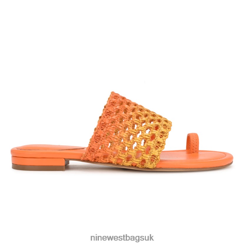 Nine West Nolah Flat Slide Sandals RFX40B33 - Nine West UK Orange Yellow Ombre