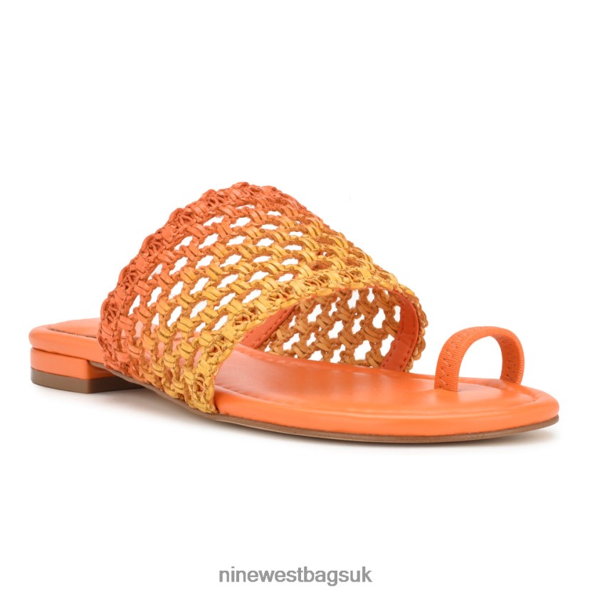 Nine West Nolah Flat Slide Sandals RFX40B33 - Nine West UK Orange Yellow Ombre