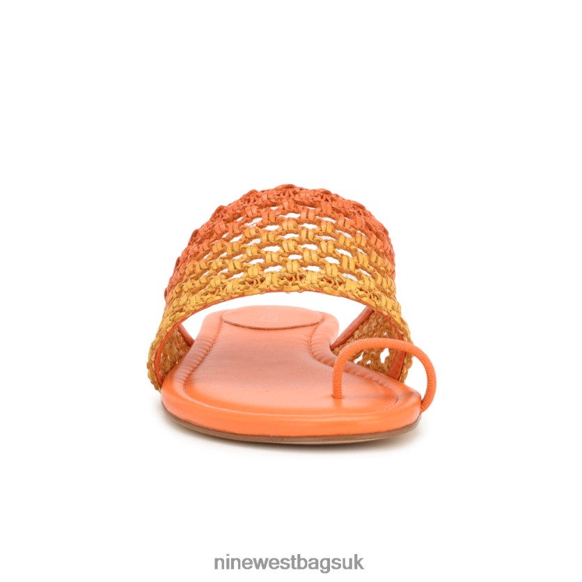 Nine West Nolah Flat Slide Sandals RFX40B33 - Nine West UK Orange Yellow Ombre