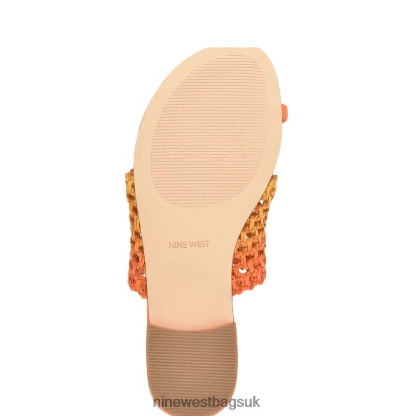 Nine West Nolah Flat Slide Sandals RFX40B33 - Nine West UK Orange Yellow Ombre