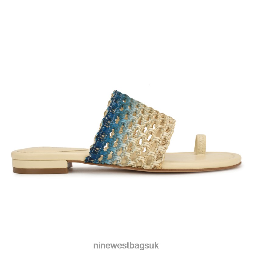 Nine West Nolah Flat Slide Sandals RFX40B34 - Nine West Sandals UK Cream Blue Ombre