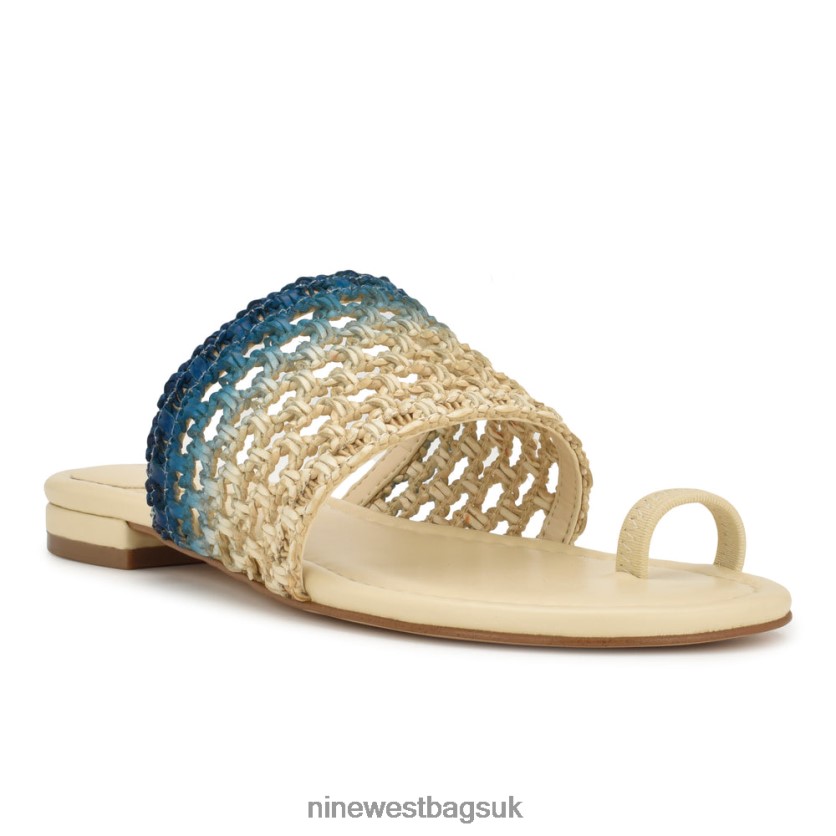 Nine West Nolah Flat Slide Sandals RFX40B34 - Nine West Sandals UK Cream Blue Ombre