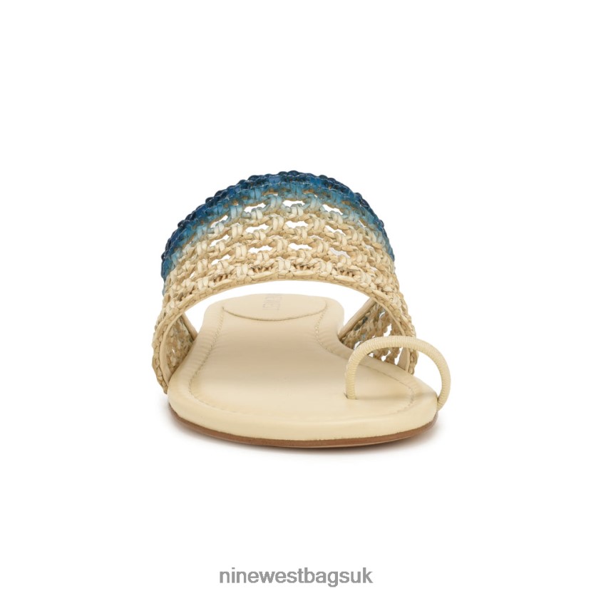 Nine West Nolah Flat Slide Sandals RFX40B34 - Nine West Sandals UK Cream Blue Ombre