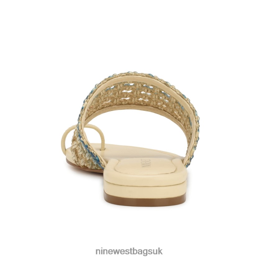Nine West Nolah Flat Slide Sandals RFX40B34 - Nine West Sandals UK Cream Blue Ombre