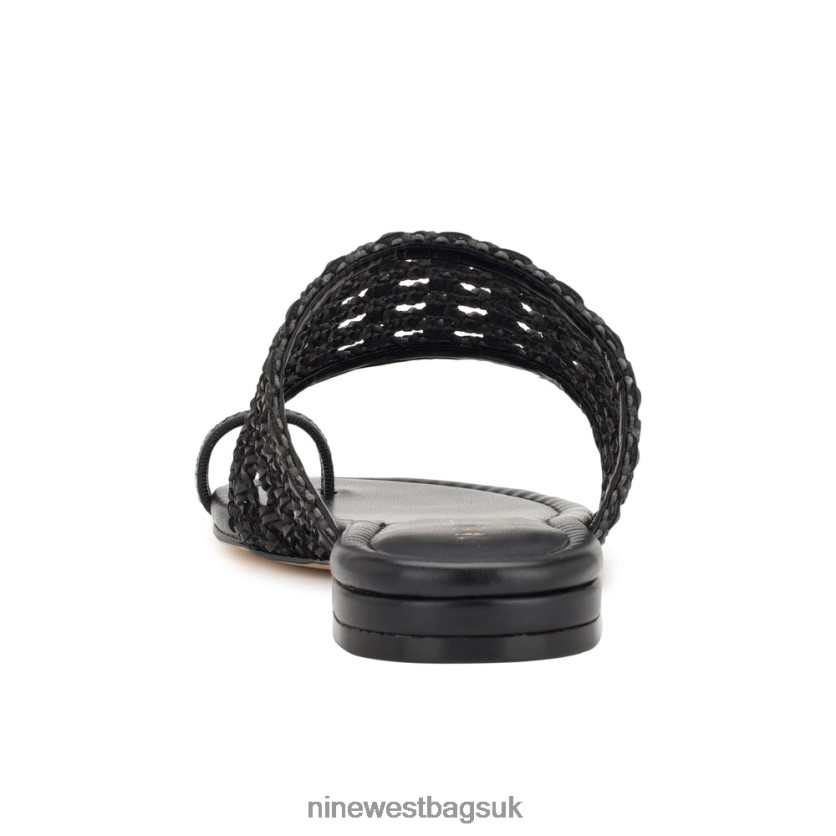 Nine West Nolah Flat Slide Sandals RFX40B35 - Nine West UK Sale Black Woven