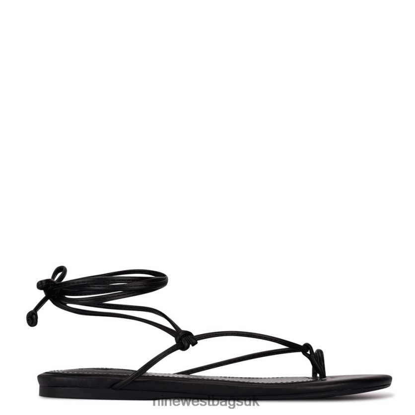 Nine West Pansie Ankle Wrap Flat Sandals RFX40B107 - Nine West UK Sale Black