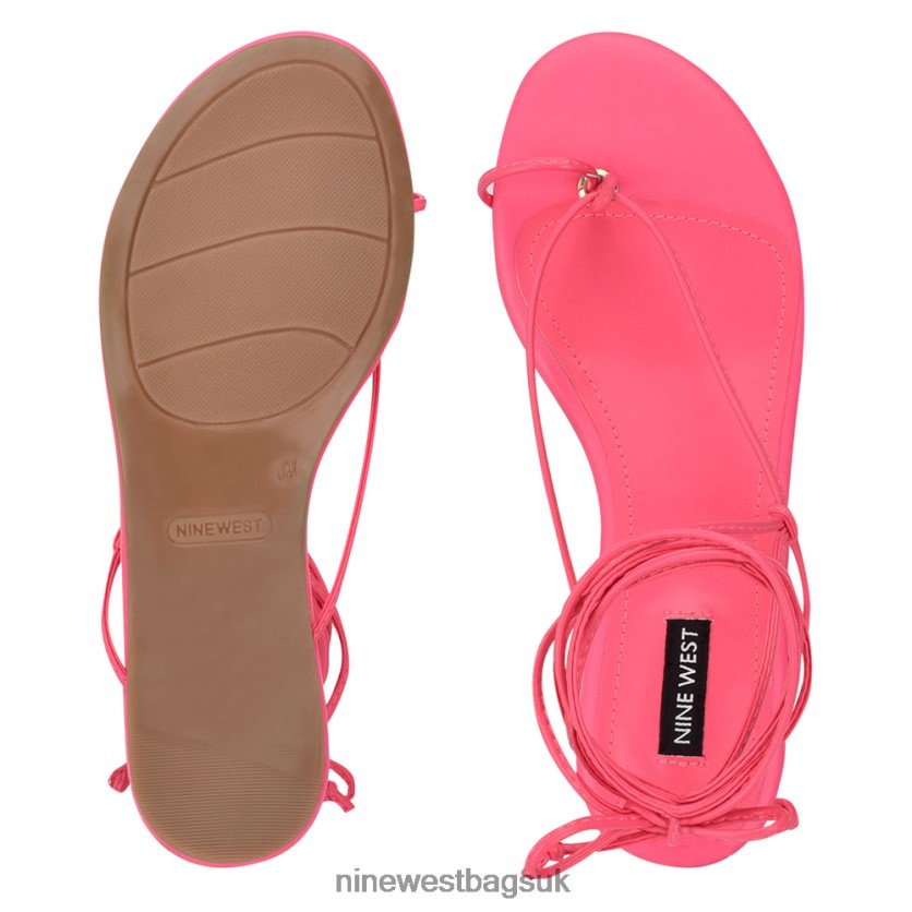Nine West Pansie Ankle Wrap Flat Sandals RFX40B108 - Nine West Bags UK Miami Pink
