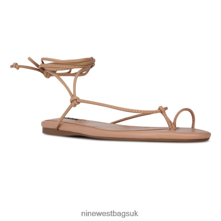 Nine West Pansie Ankle Wrap Flat Sandals RFX40B111 - Nine West UK Sale Warm Blush