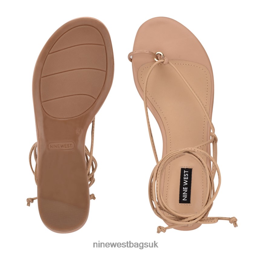 Nine West Pansie Ankle Wrap Flat Sandals RFX40B111 - Nine West UK Sale Warm Blush