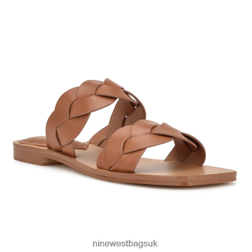 Nine West Royal Flat Slide Sandals RFX40B1 - Nine West UK Dark Natural Woven