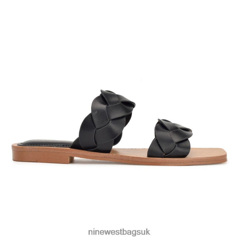 Nine West Royal Flat Slide Sandals RFX40B2 - Nine West Sandals UK Black Woven