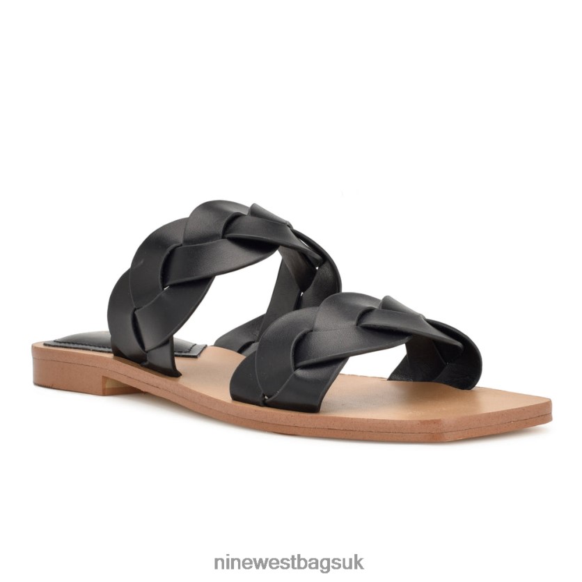 Nine West Royal Flat Slide Sandals RFX40B2 - Nine West Sandals UK Black Woven