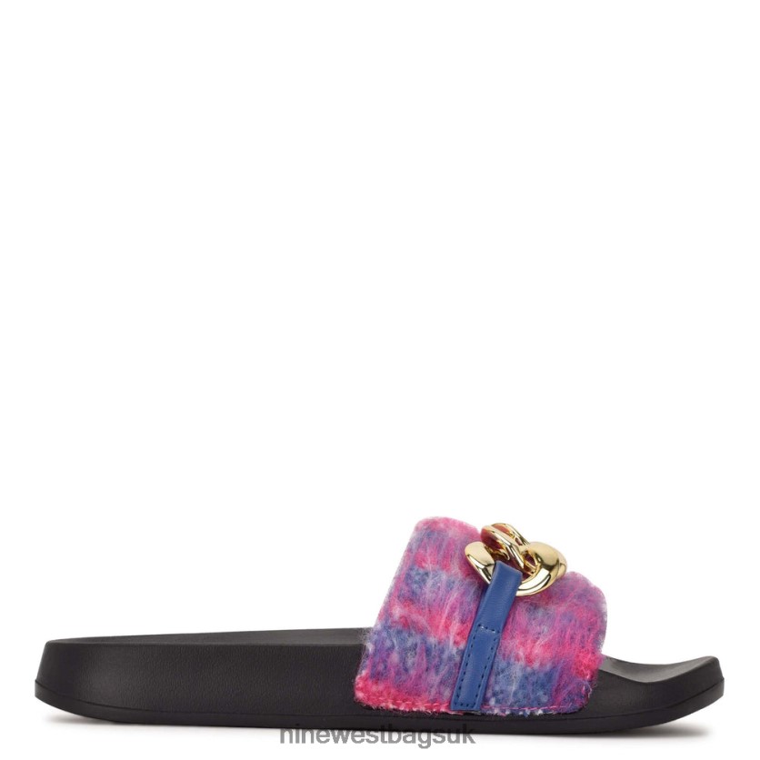 Nine West Slinks Flat Slide Sandals RFX40B69 - Nine West UK Multi Plaid