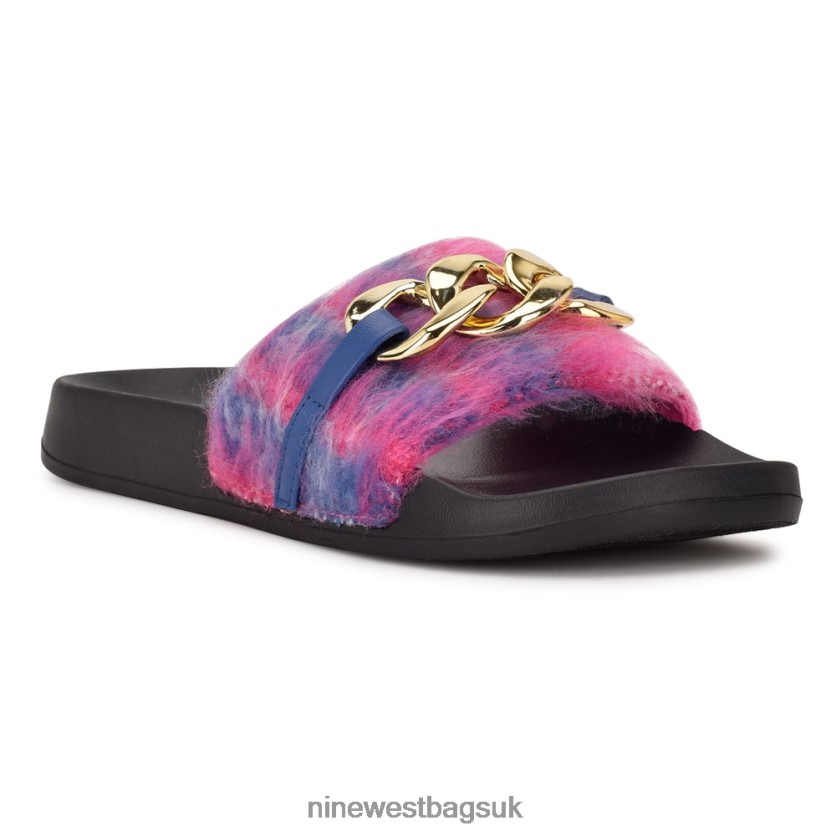 Nine West Slinks Flat Slide Sandals RFX40B69 - Nine West UK Multi Plaid
