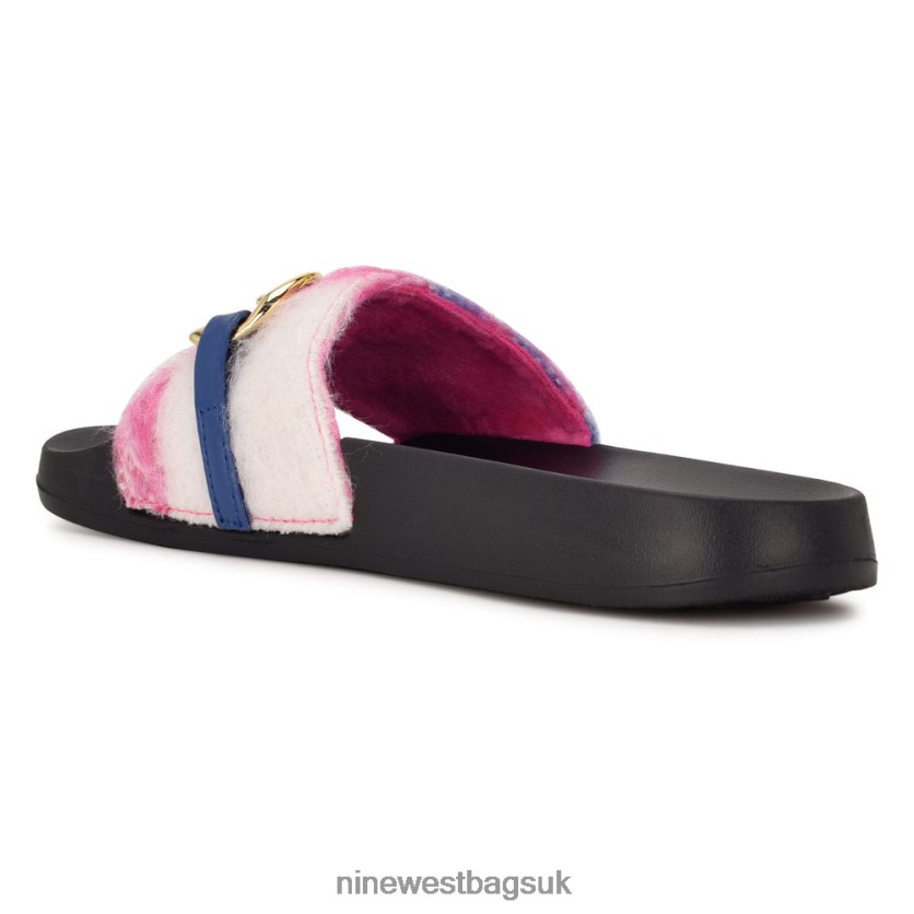 Nine West Slinks Flat Slide Sandals RFX40B69 - Nine West UK Multi Plaid