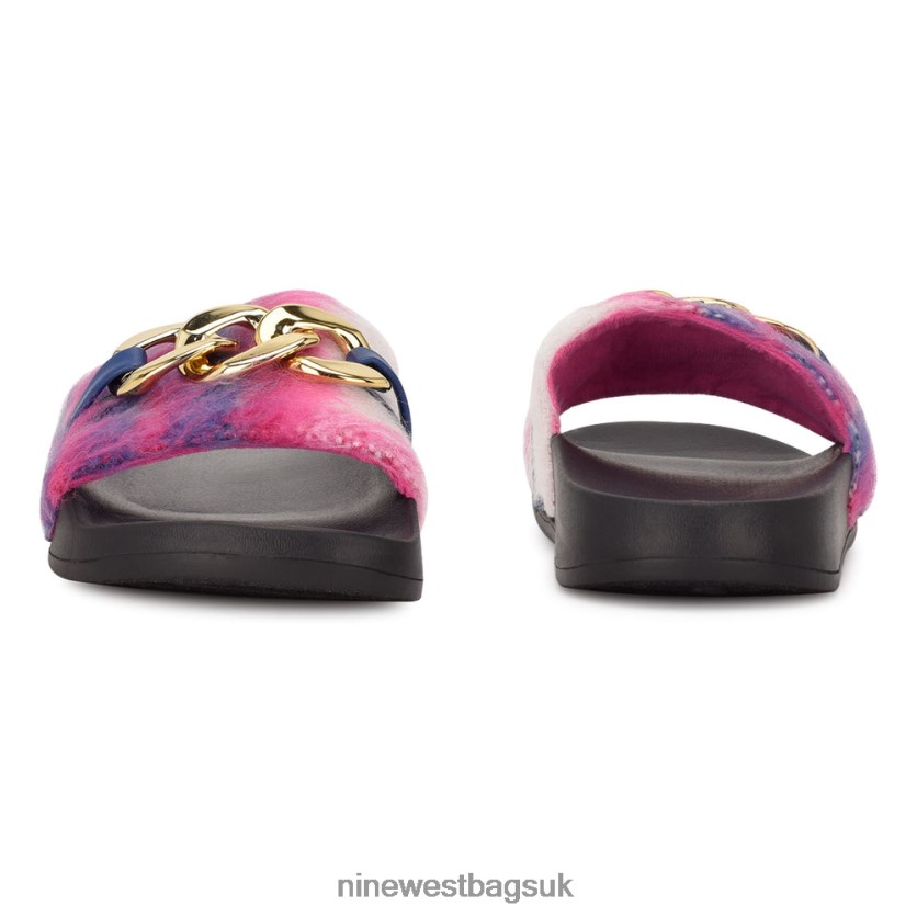Nine West Slinks Flat Slide Sandals RFX40B69 - Nine West UK Multi Plaid