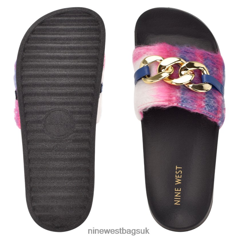 Nine West Slinks Flat Slide Sandals RFX40B69 - Nine West UK Multi Plaid