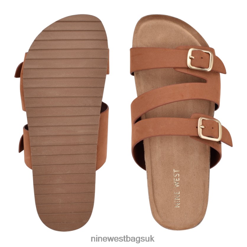 Nine West Sommie Flat Slide Sandals RFX40B85 - Nine West UK Rich Coffee