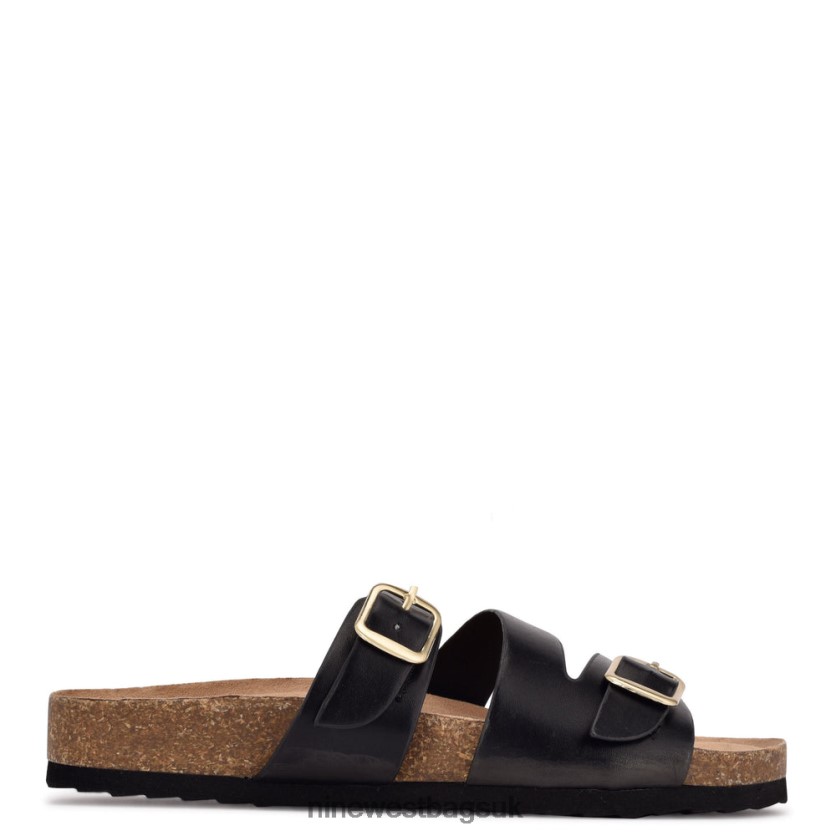 Nine West Sommie Flat Slide Sandals RFX40B87 - Nine West UK Sale Black