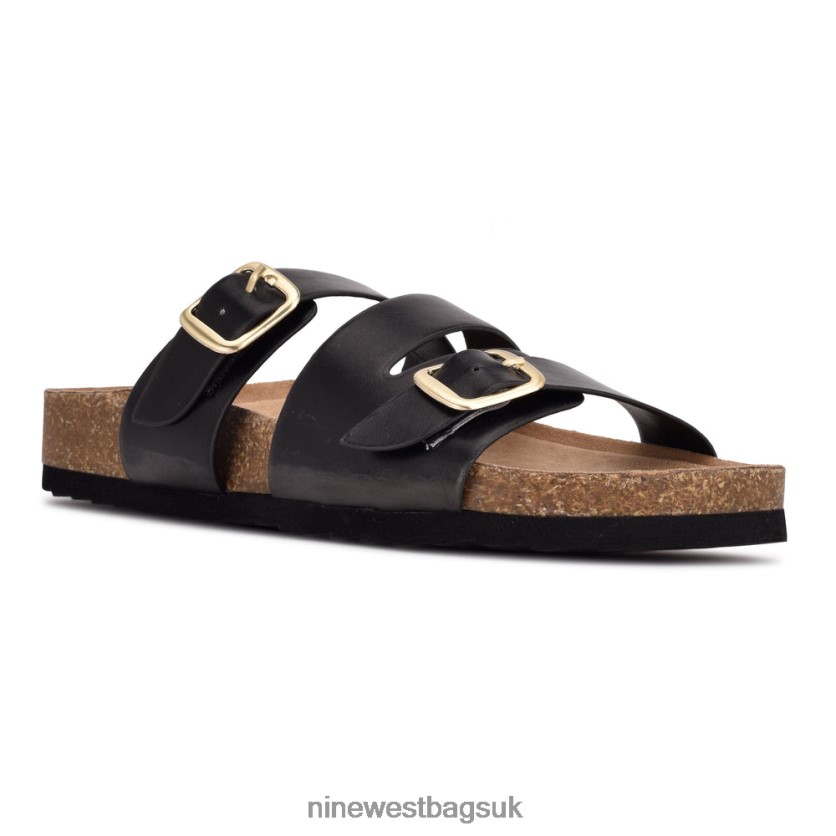 Nine West Sommie Flat Slide Sandals RFX40B87 - Nine West UK Sale Black