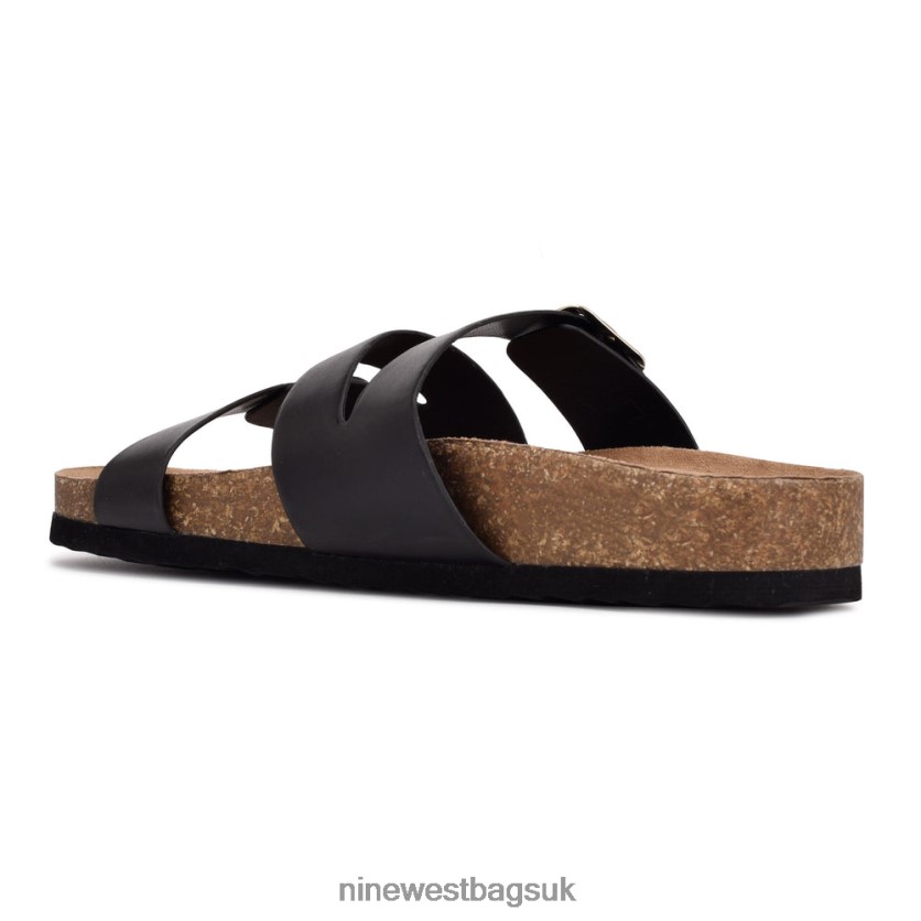 Nine West Sommie Flat Slide Sandals RFX40B87 - Nine West UK Sale Black