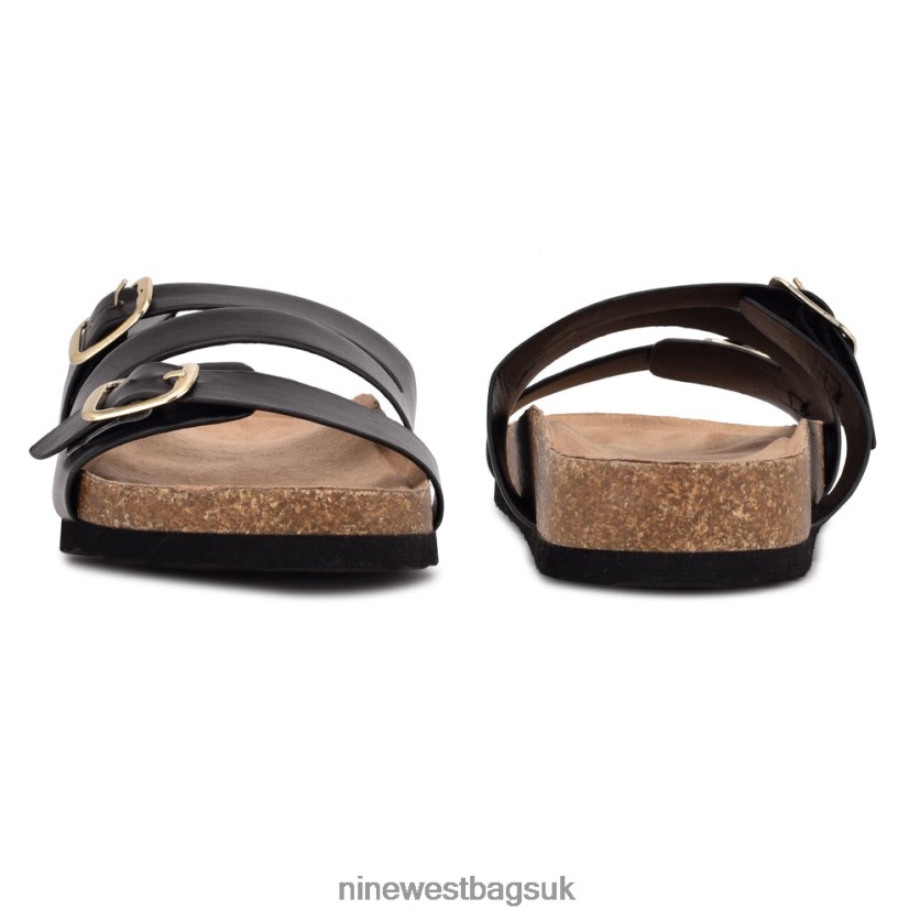 Nine West Sommie Flat Slide Sandals RFX40B87 - Nine West UK Sale Black
