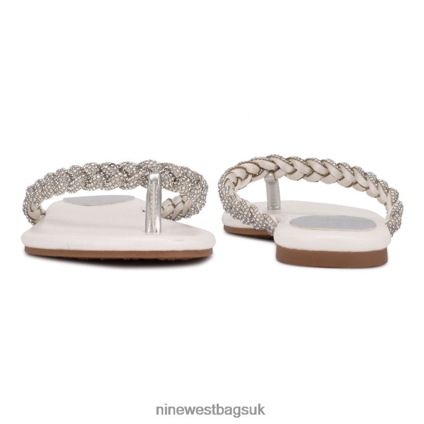 Nine West Tinee Flat Slide Sandals RFX40B116 - Nine West Bags UK White Satin