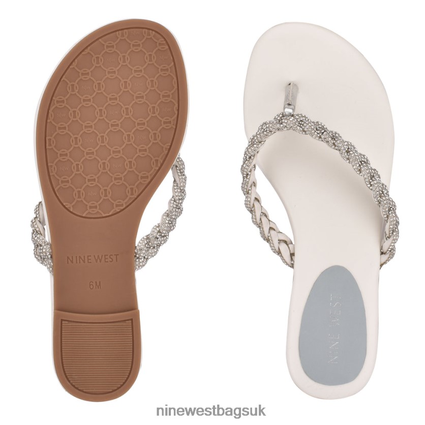 Nine West Tinee Flat Slide Sandals RFX40B116 - Nine West Bags UK White Satin