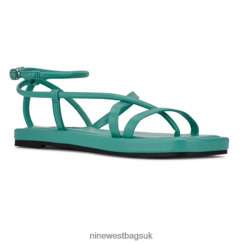 Nine West Waren Strappy Flat Sandals RFX40B121 - Nine West UK Turquoise
