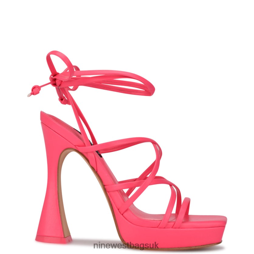 Nine West Ailey Ankle Wrap Platform Sandals RFX40B2074 - Nine West Sandals UK Miami Pink