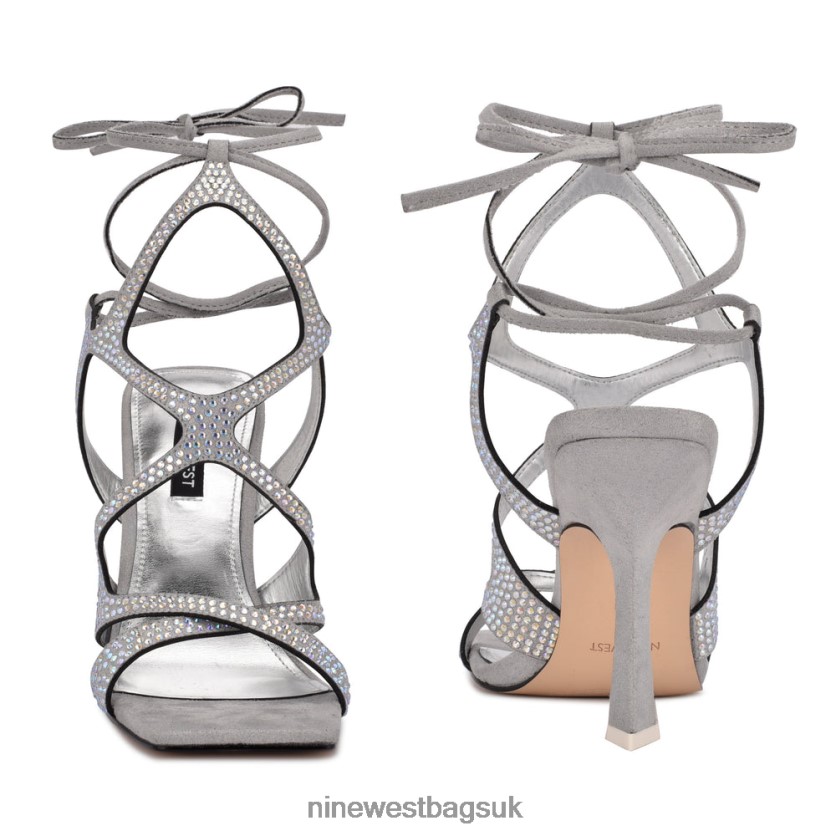 Nine West Alanah Ankle Wrap Heeled Sandals RFX40B487 - Nine West UK Sale White